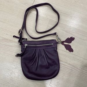 ROOTS Purple Leather Crossbody Purse
